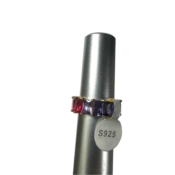 GM CN 925 Sterling Silver 6 mm Rainbow CZs Eternity Ring Size 6 Gay Pride 6g New - Picture 5 of 16